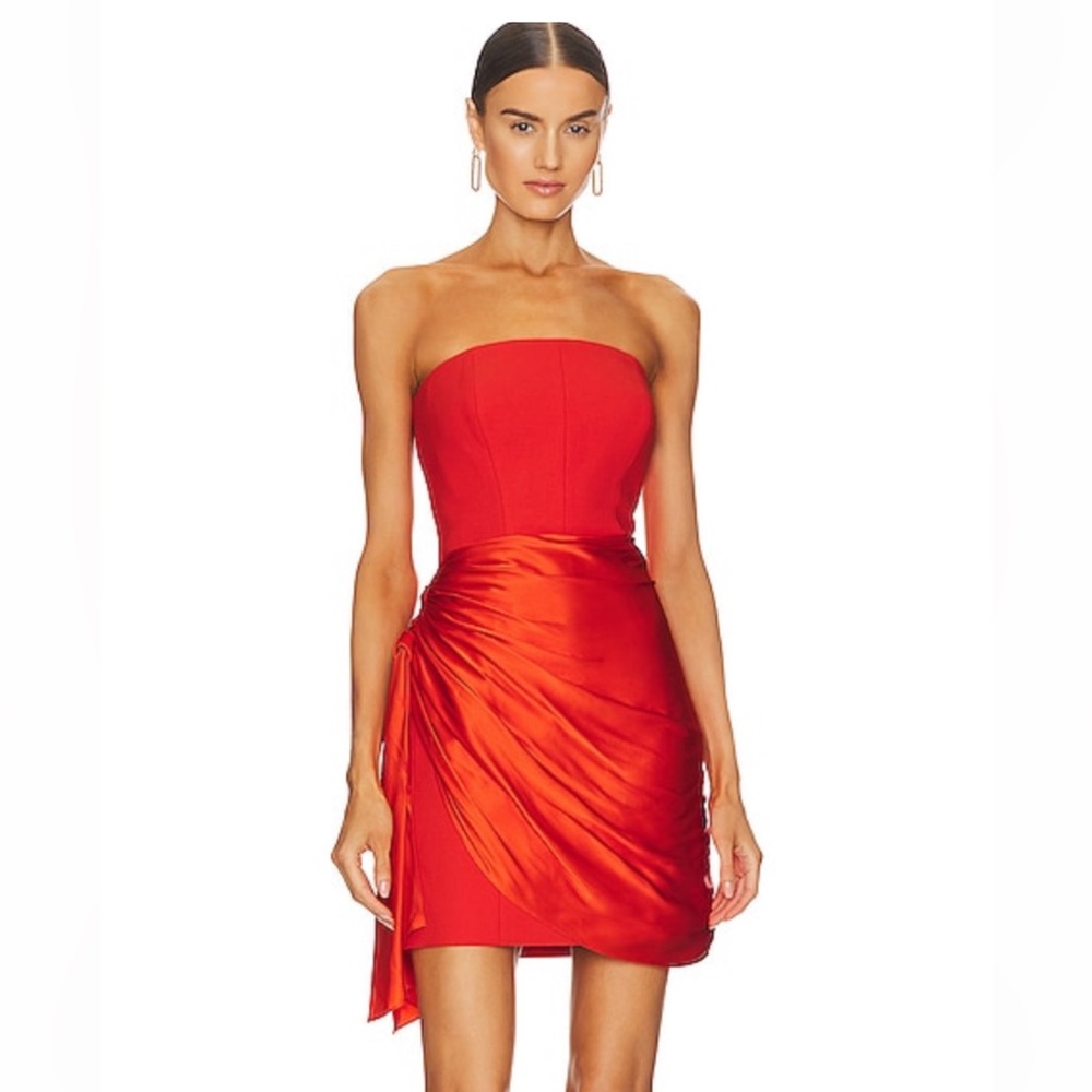 Cinq a Sept Kennith Mixed Media Strapless Dress
